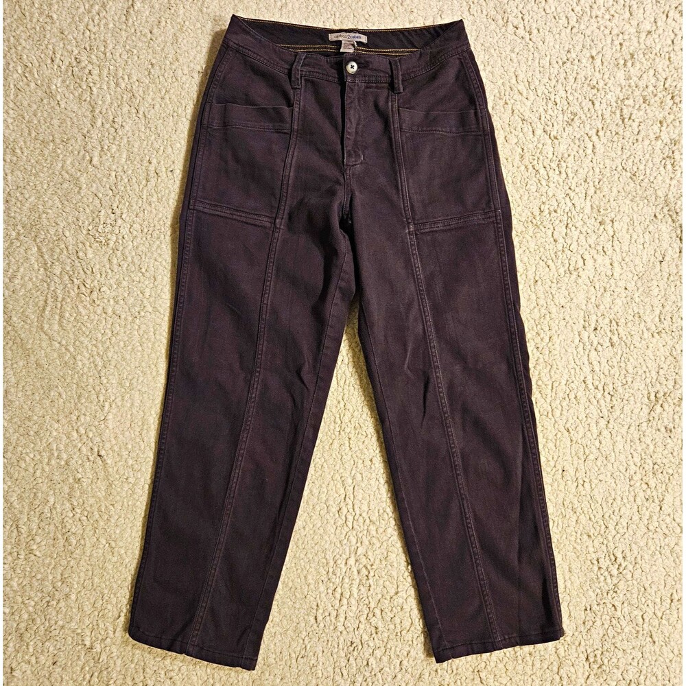 Carbon 2 Cobalt Womens Sz 4 Dark Brown Cotton Utility Pants Seam Detail Stretch